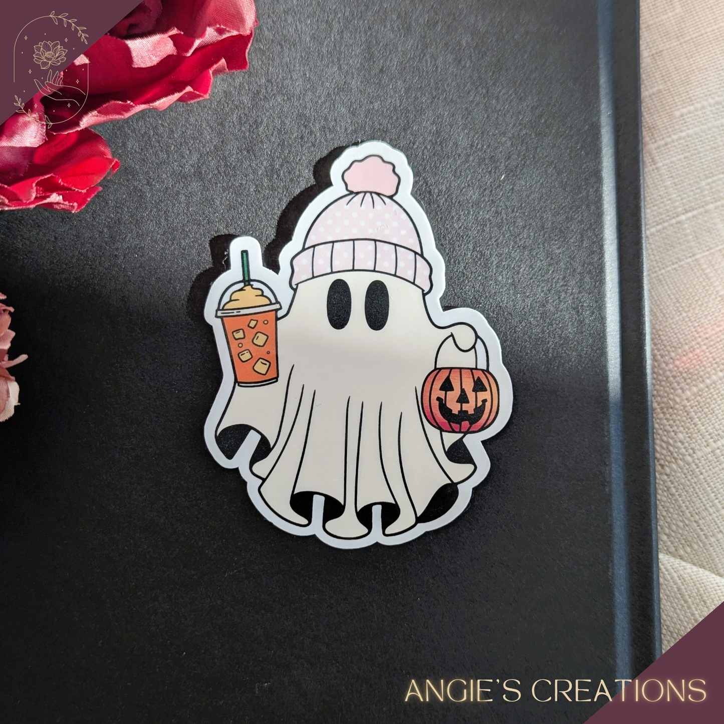 Halloween Iced Coffee Ghost Cute Chaos Handmade Sticker
