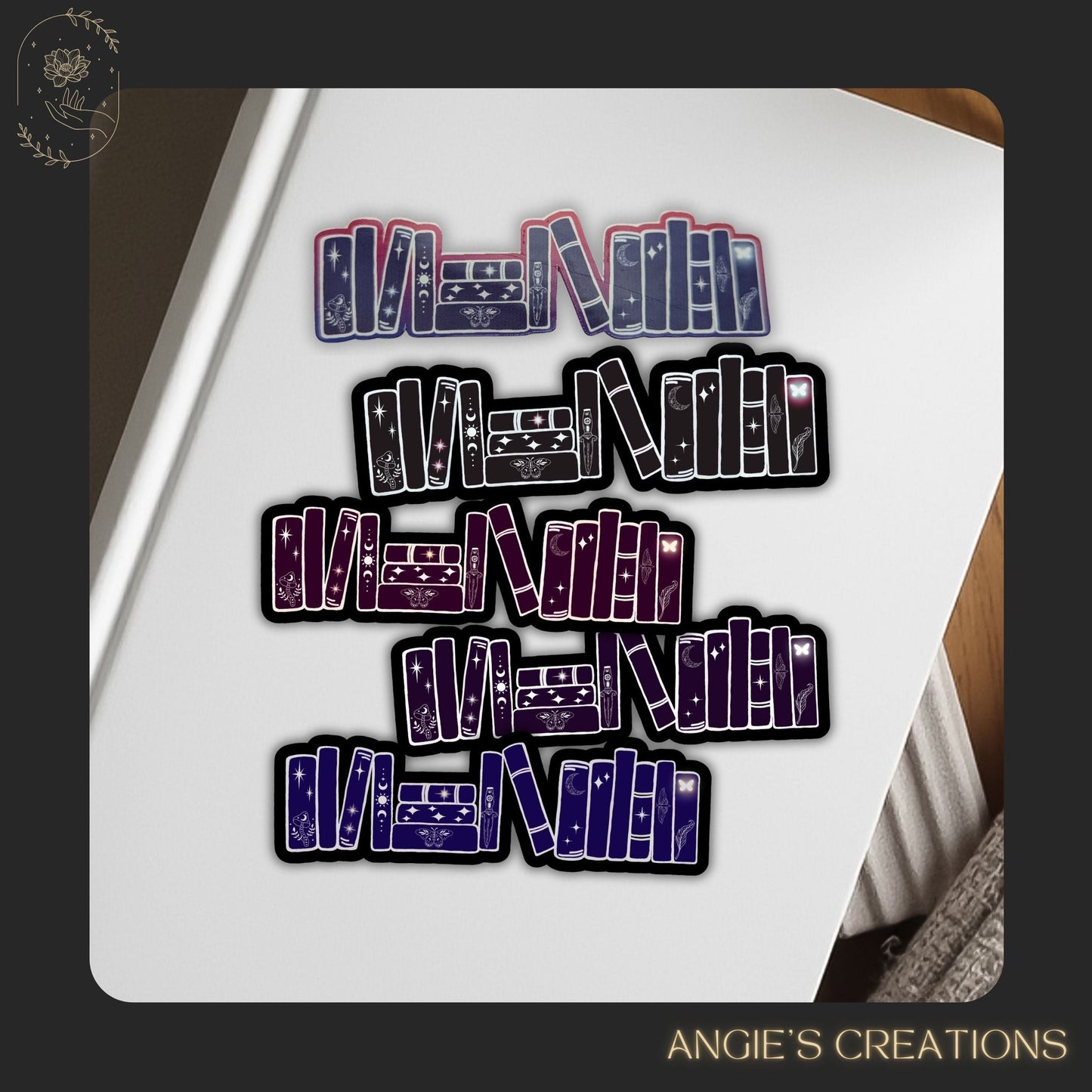 Dark Bookshelf Vinyl Sticker or Magnet -Multiple Colours