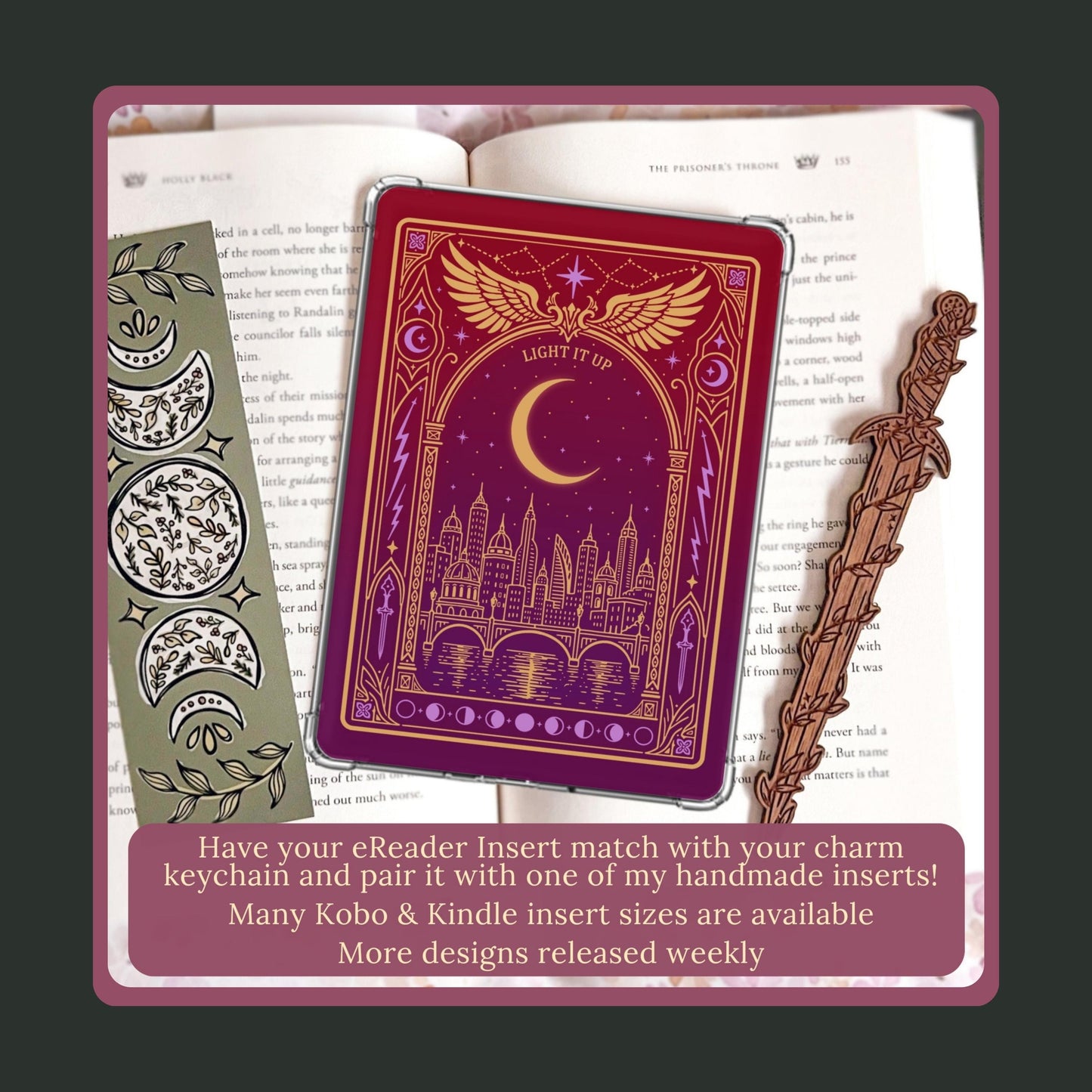 Kindle Charm Keychain, Celestial Sword Dragon Bundle, 15 cm Chain