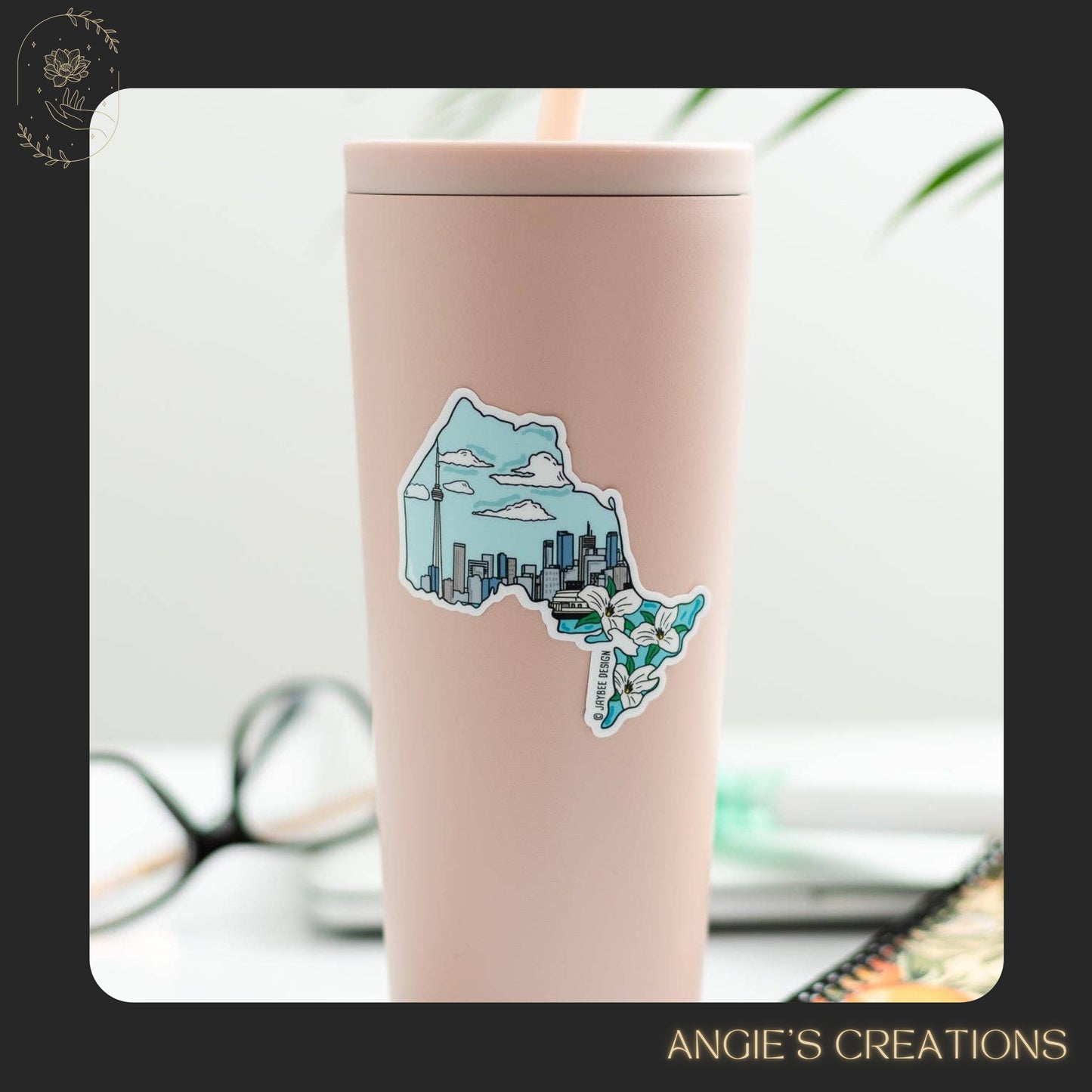 Ontario Trillium Flower & Skyline Matte Sticker