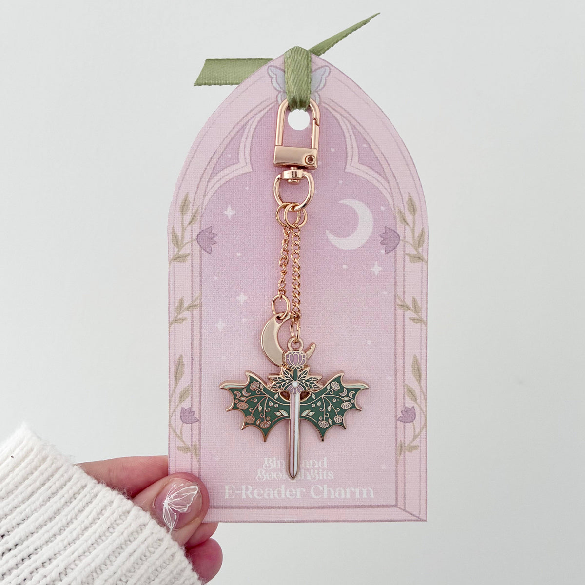 Blossom Dragon Wings E-Reader Charm & Stickers