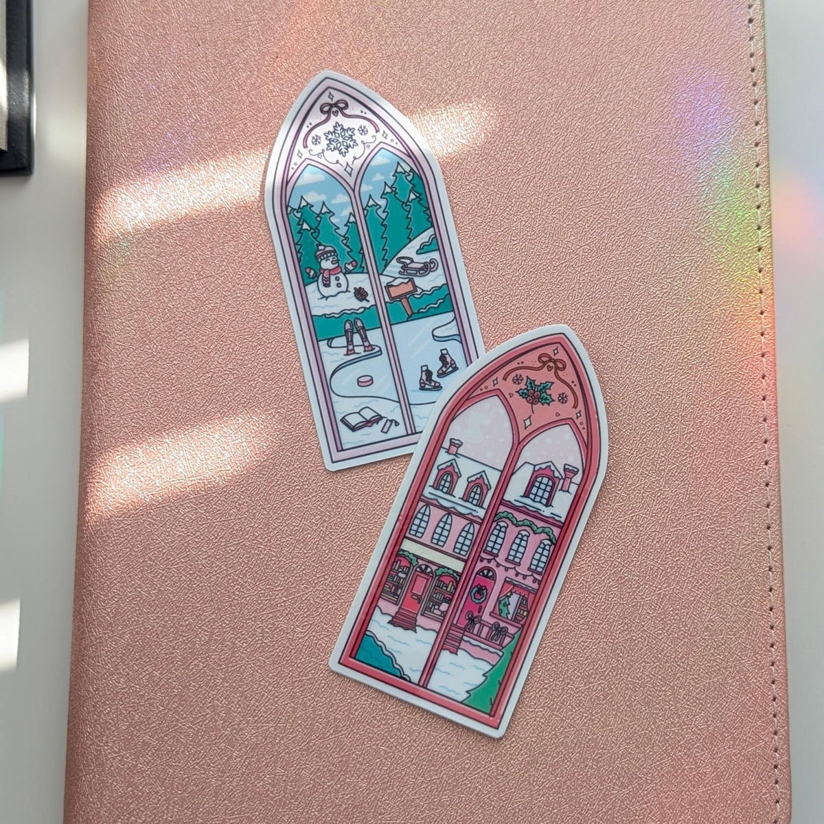 Winter and Festive Window Stickers | 3" Waterproof, Dishwasher Safe, Bookish Decals