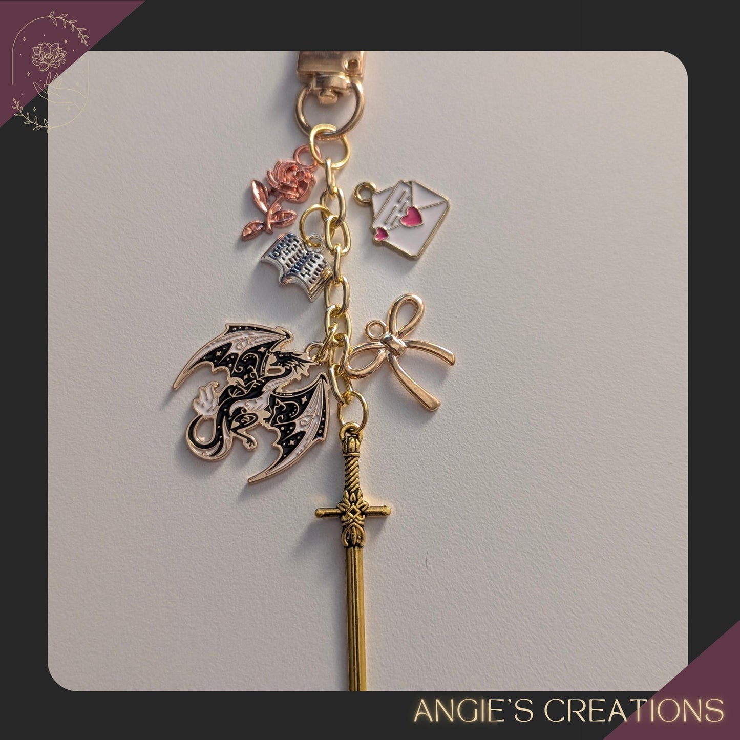 Romantasy Charm Keychain, Rose Coquette Bundle - USB-C Dust Plug.