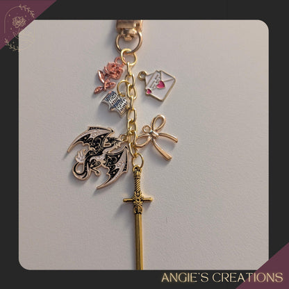 Romantasy Charm Keychain, Rose Coquette Bundle - USB-C Dust Plug.