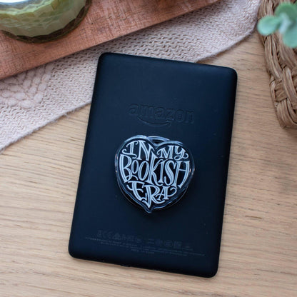 In my Bookish Era Heart Kindle Acrylic Grip & Matching Dust Plug Bundle | Phone or E-Reader Handle Reader Gift