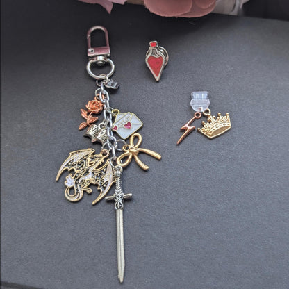 Romantasy Charm Keychain, Rose Coquette Bundle - USB-C Dust Plug.