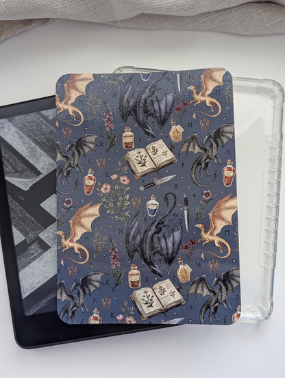 Dragon Apothecary Kindle Insert Bundle | Hand Drawn Fantasy Reader Gift | Navy Blue Handmade Laminated Insert