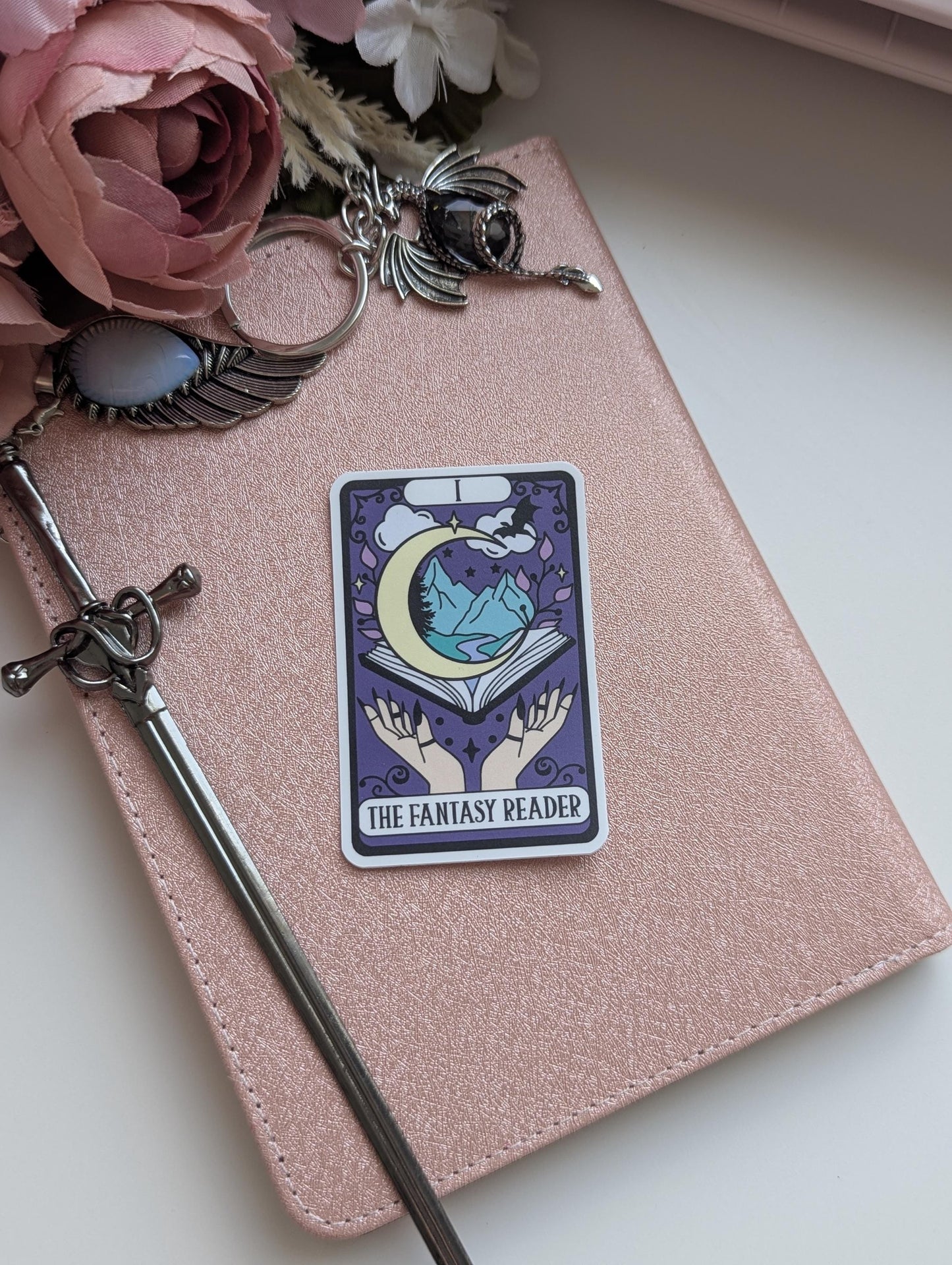 Fantasy Tarot Sticker, 3" Waterproof Matte Decal, Book Lover Gift