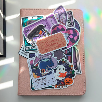 17 PCS Halloween Bookish Ghost Sticker, Hearth & Hallow Collection, 3" Waterproof Dishwasher Safe