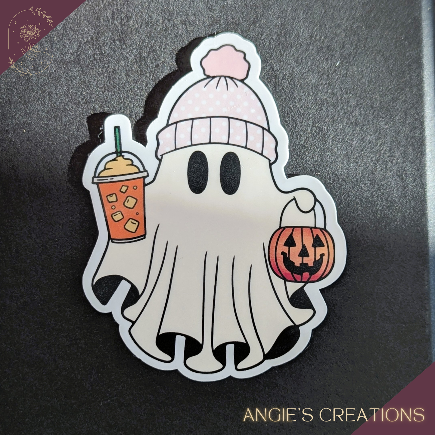 Halloween Iced Coffee Ghost Cute Chaos Handmade Sticker
