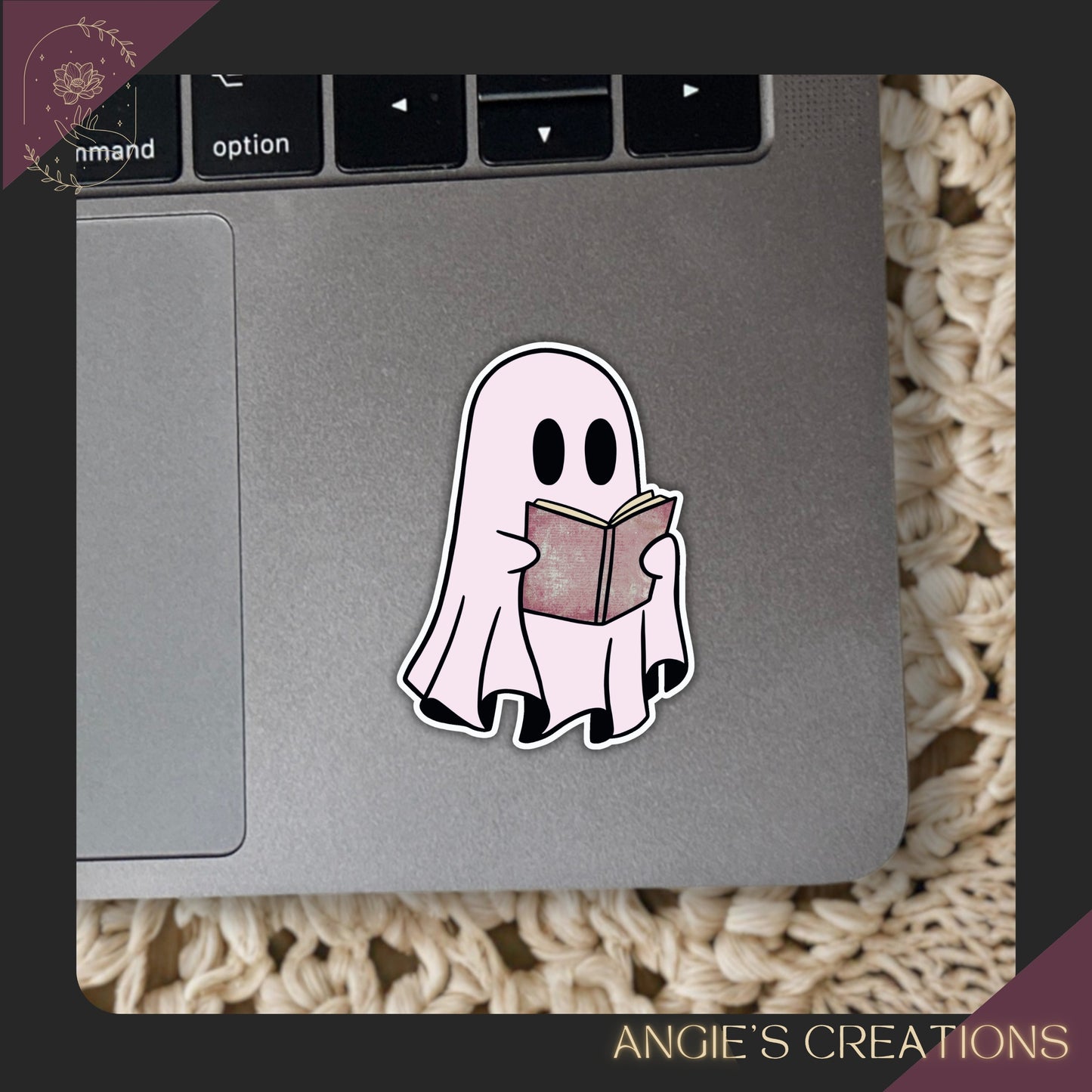 Bookish Reading Ghost Vinyl Sticker