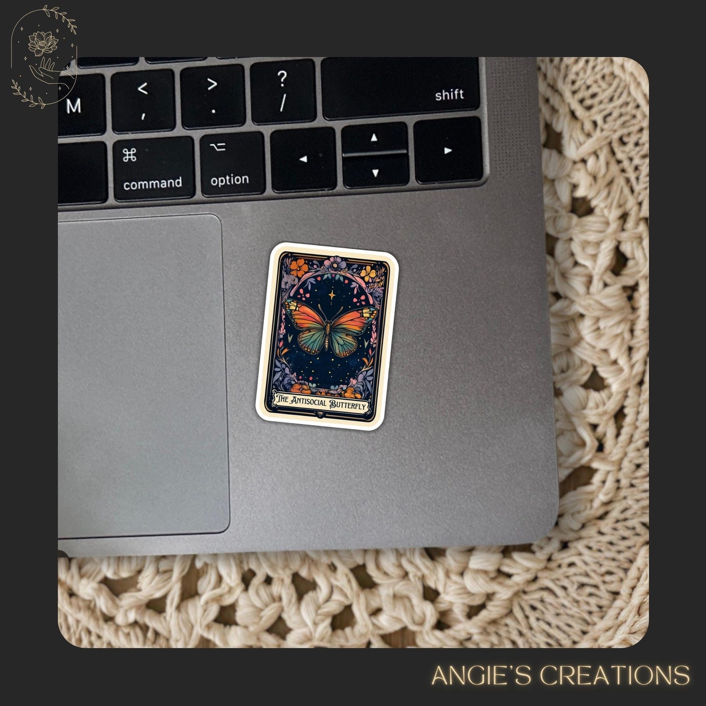 The Antisocial Butterfly Tarot Card Sticker | 3&quot; Tarot Card Deck Style, Homebody Anti-Social Funny Quote Decal, Funny, Cheeky Stickers
