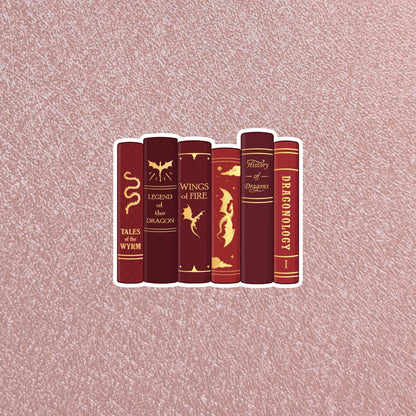 Dragon Bookshelf Waterproof Sticker | 3" Dishwasher Safe Decals, Romantasy Book Lover Reader Gift