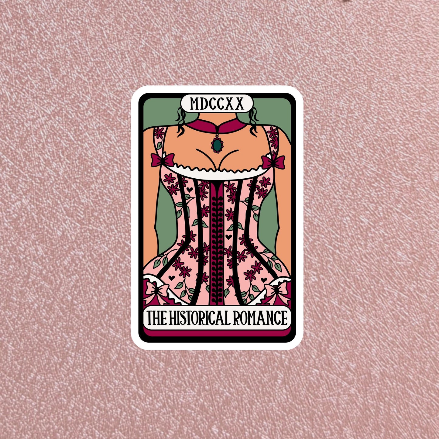 Tarot Card Sticker Lady In Red Dress 3" Waterproof Dishwasher Safe