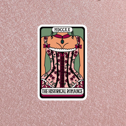 Tarot Card Sticker Lady In Red Dress 3" Waterproof Dishwasher Safe