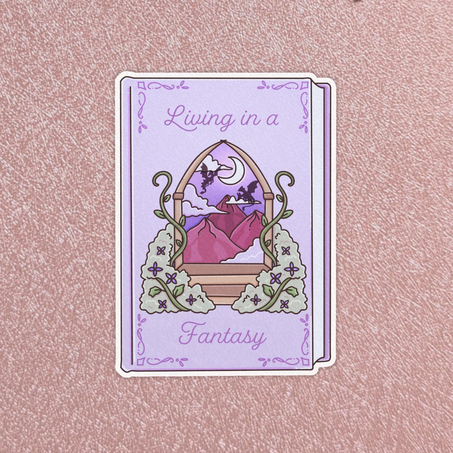 romantasy dragon sticker, Living In A Fantasy 2.5" Waterproof 2Pc