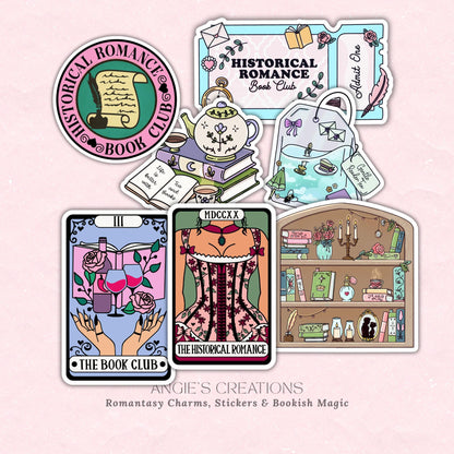 Historical Romance Gift Box, 7 Tarot Stickers, Holographic Kindle