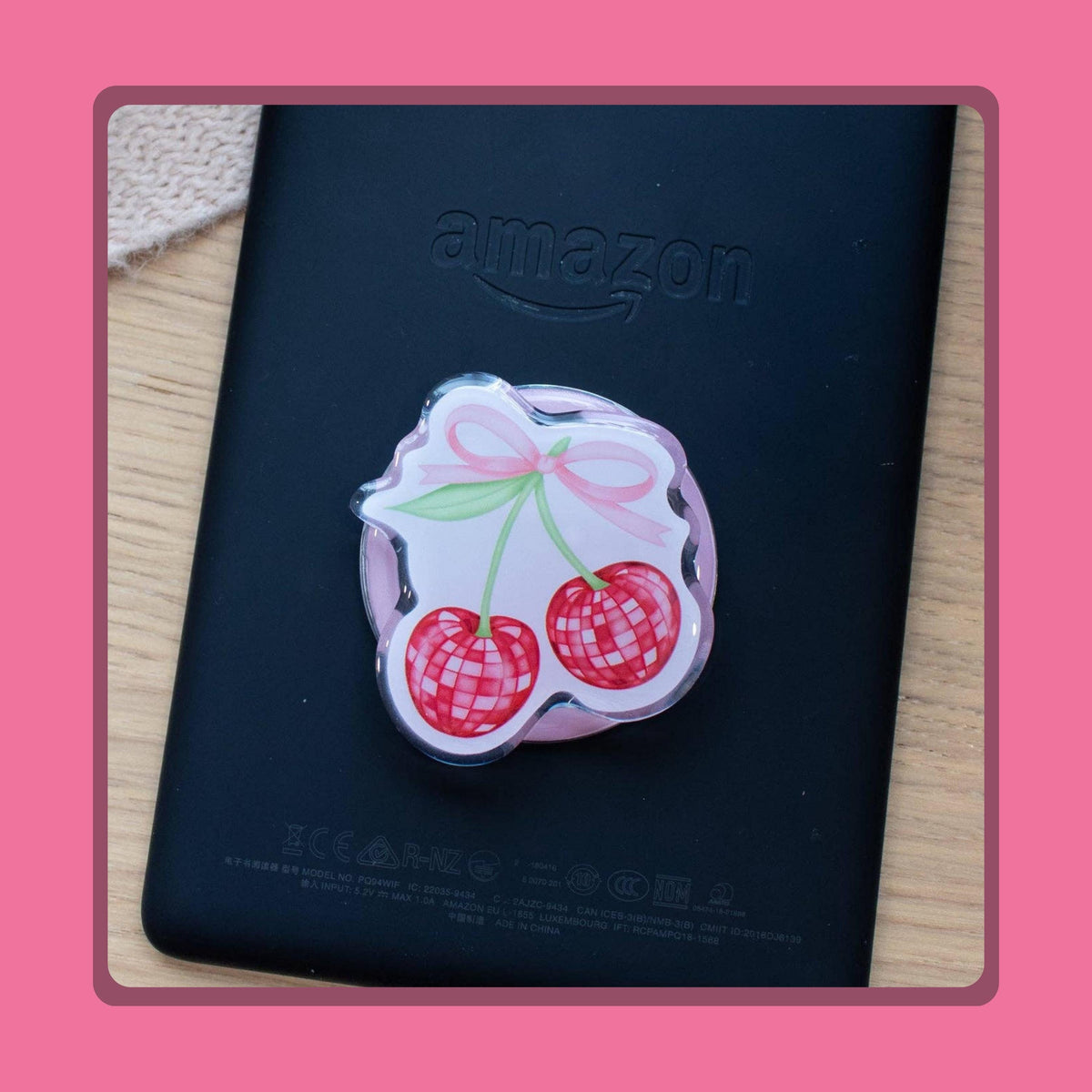 Disco Cherries Kindle Grip & Sticker Bundle | Phone or E-Reader Handle Reader Gift