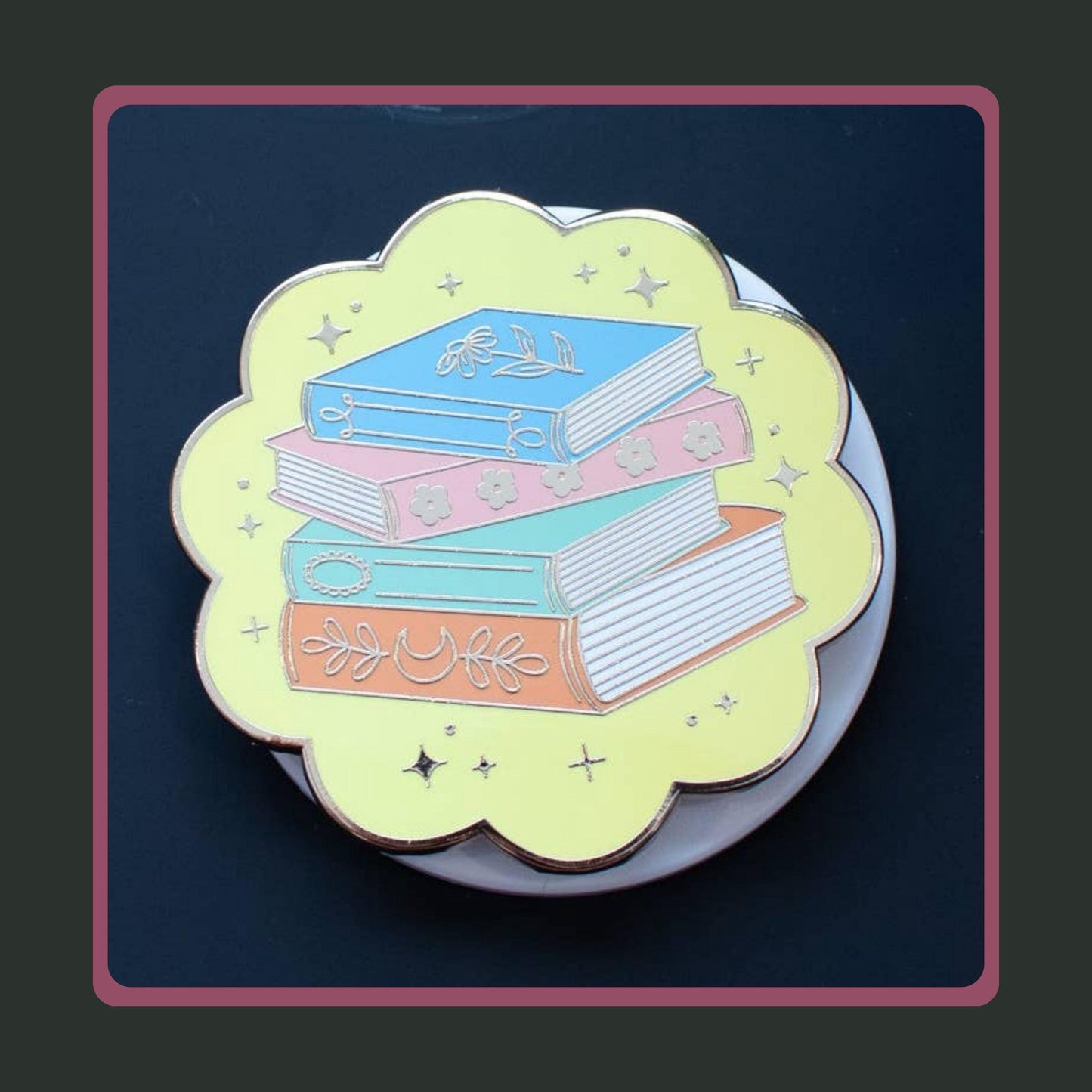 Enamel Kindle Grip, Pastel Book Stack Enamel Phone Grip, MagSafe+