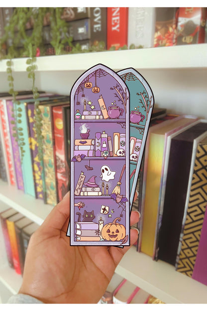 holographic halloween bookmark, Spooky 5x15cm Laminated UV Die-Cut