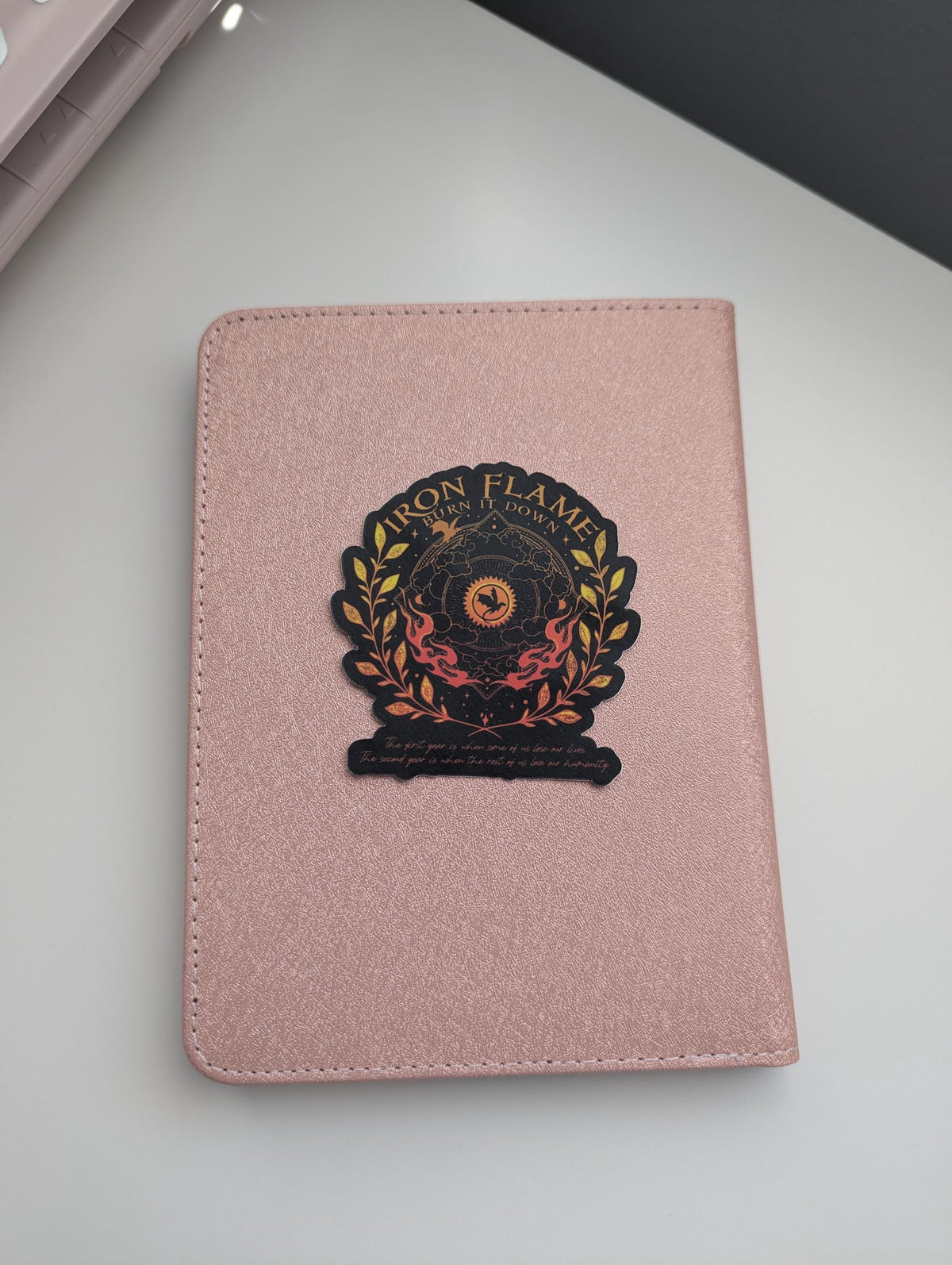 Iron Flame Fiery Black Crest Waterproof Sticker | 3” Dishwasher Safe, Smooth Matte, War Fourth Wing Inspired, Bookstagram Booktok Kindle