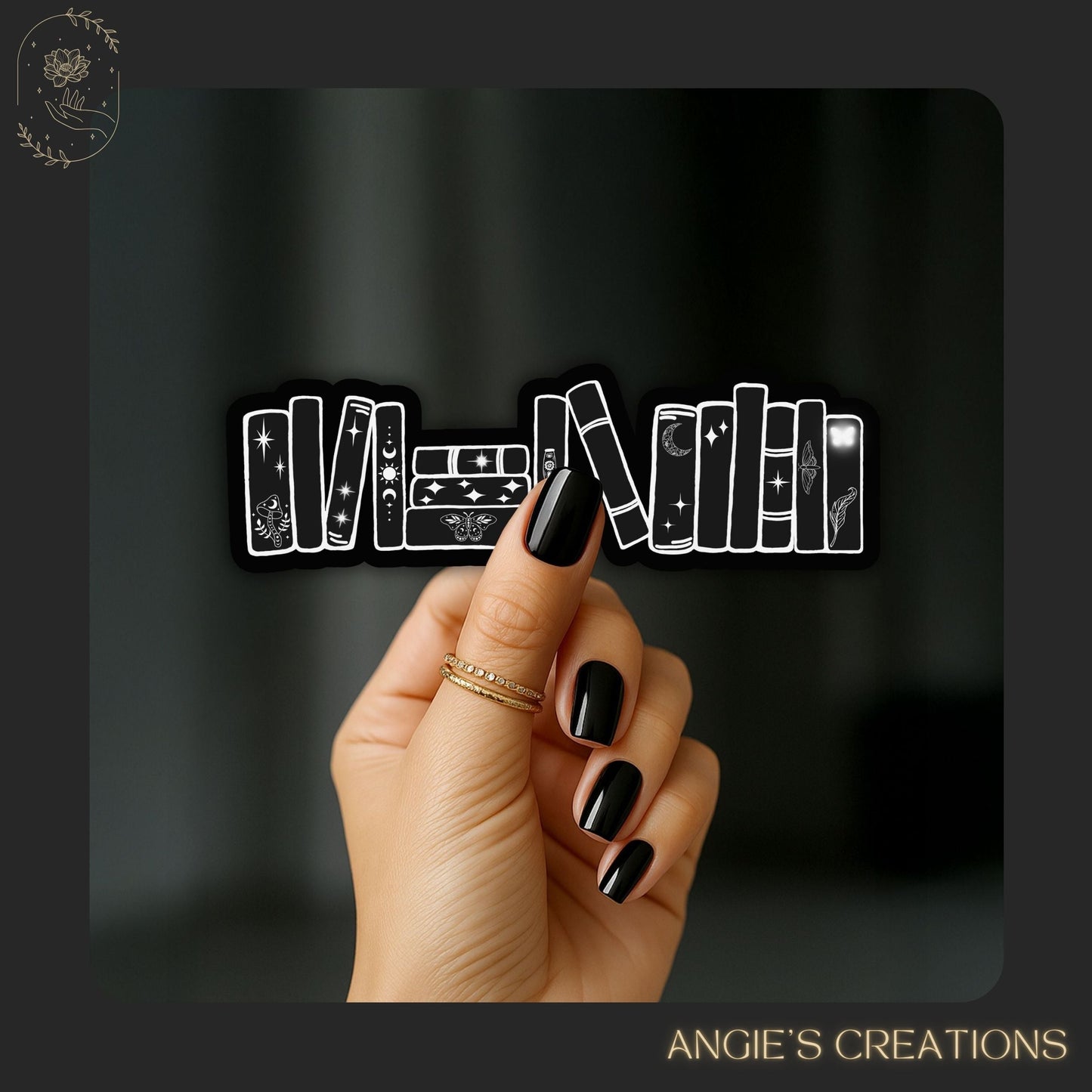 Dark Bookshelf Vinyl Sticker or Magnet -Multiple Colours