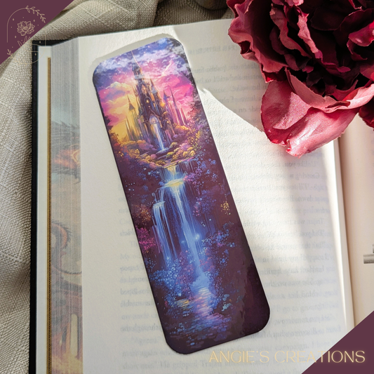 Enchanted Waterfall Castle Handmade Bookmark