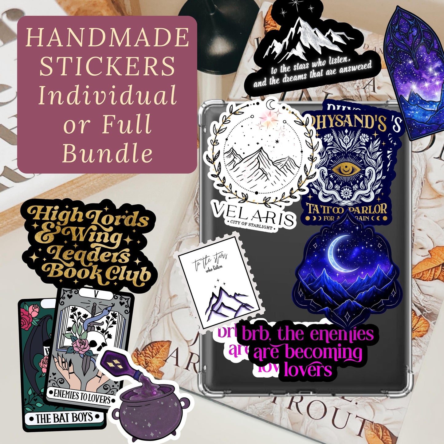 Holographic Bookish Stickers, ACOTAR Inspired 2" Or 3" Waterproof
