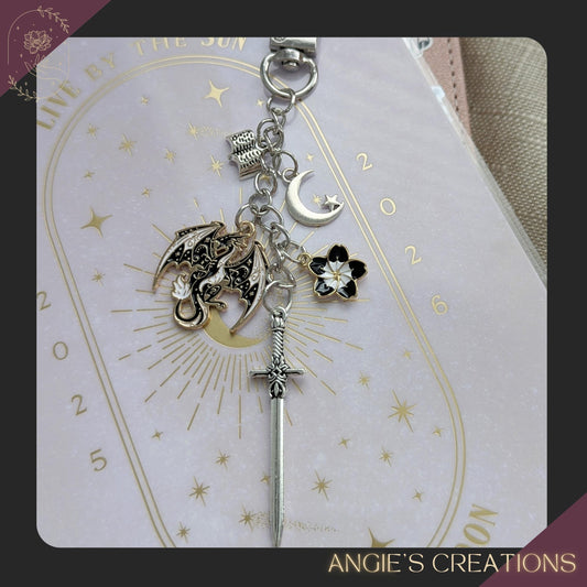 Dragon Moon Sword Charm Keychain & Dust Plug