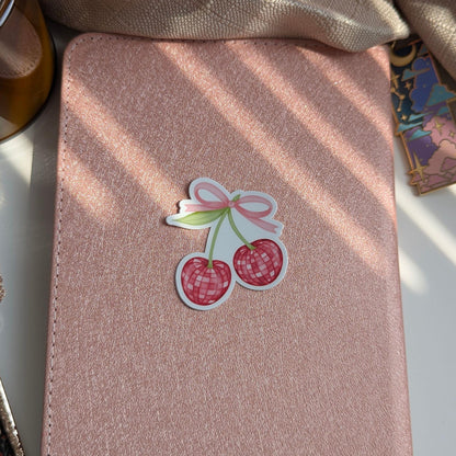 Disco Cherry Sticker ~ Summer Vibes | 2.5" Waterproof Dishwasher Safe Smooth Matte Decals, Romantasy Book Lover Reader Gift, Hand Drawn
