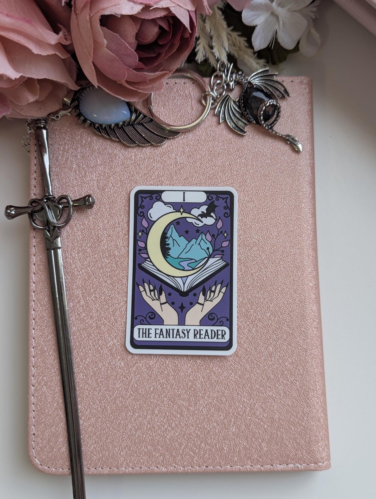 Fantasy Tarot Sticker, 3" Waterproof Matte Decal, Book Lover Gift