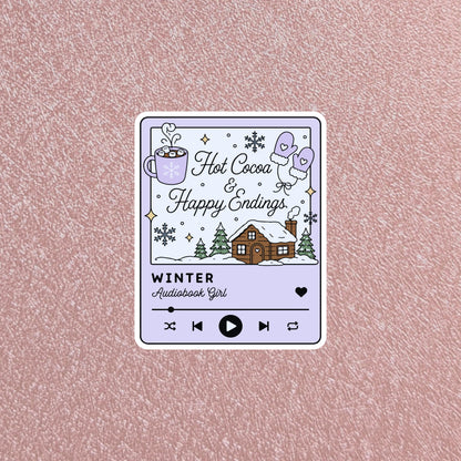 Winter Audiobook Girl Waterproof Sticker | 3” Dishwasher Safe