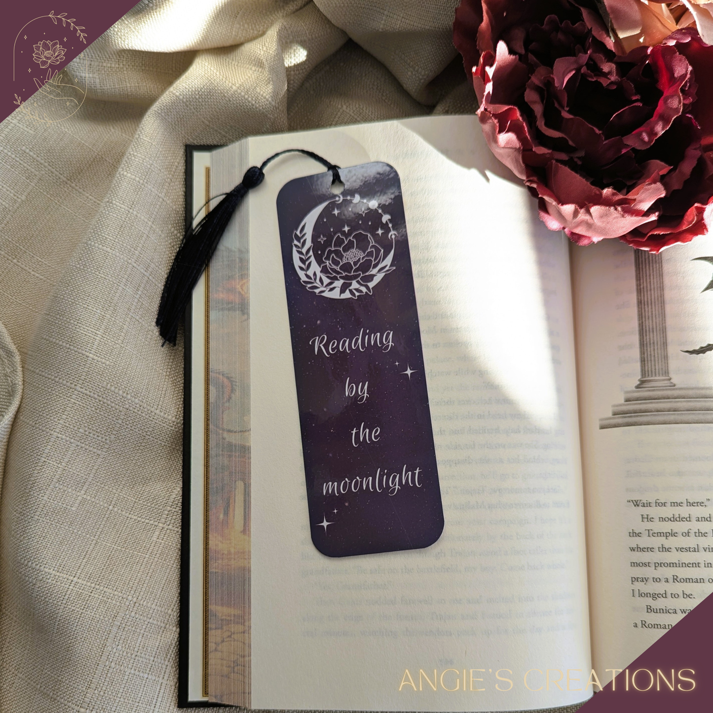Reading by the Moonlight Handmade Bookmark