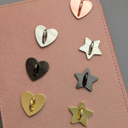 Kindle Adhesive Charm, Custom Heart Or Star Metal Reader Tag Minis