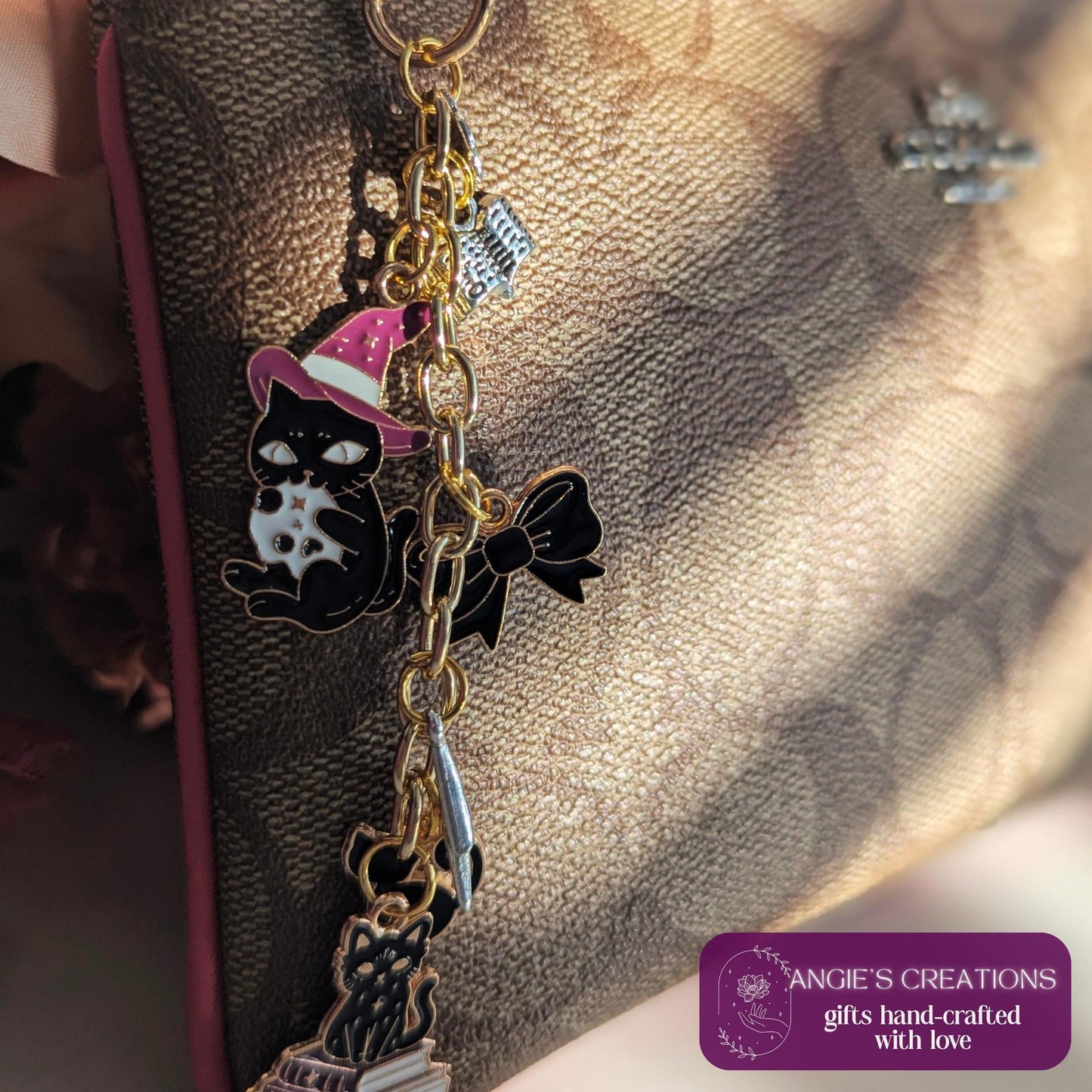 Kindle Charm Keychain, Witchy Black Cat Bundle With USB-C PlugSet