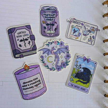 Purple Dragon Stickers, 6 Pc Handmade 3" Matte Or Holographic Set