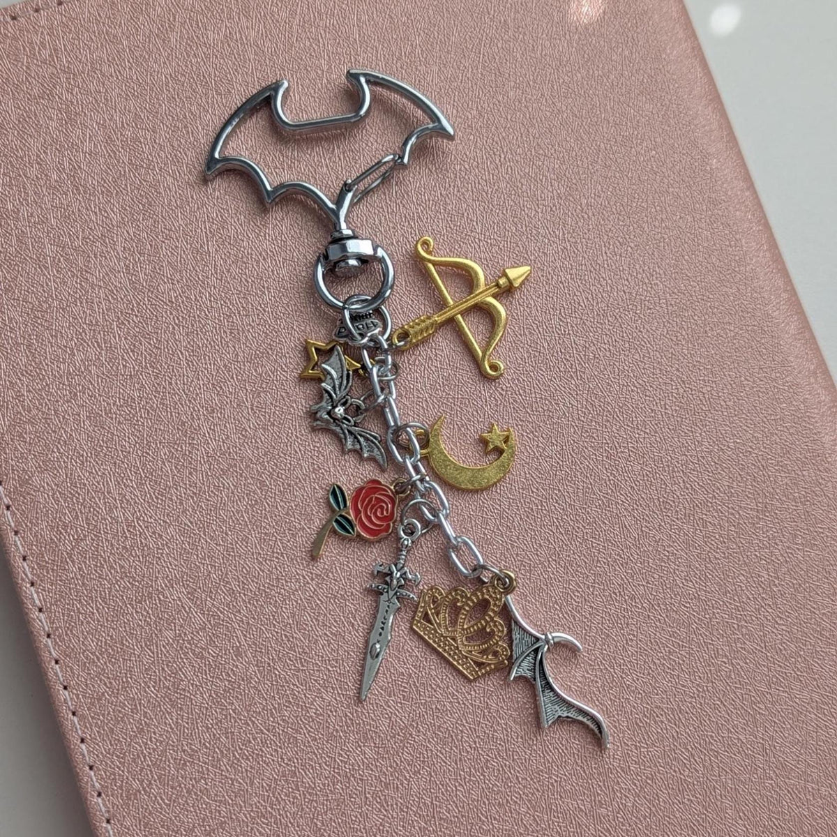 ACOTAR Feyre Charm Keychain, Romantasy E-Reader Dust Plug Bundle