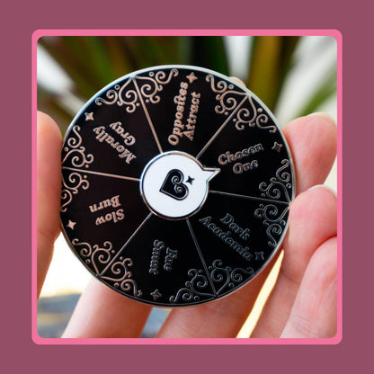 Book Trope Enamel Pin', Spinning Romance Pin Bundle, Sticker Set!