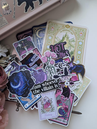 Bookish Vinyl Stickers', 50 Pcs Fantasy Sticker Pack, Mostly 3in.