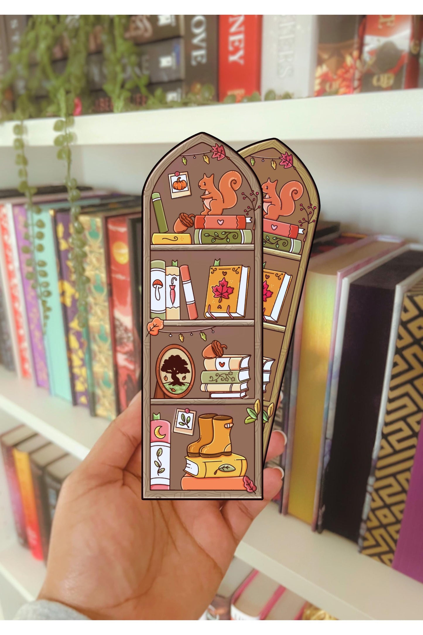 holographic reading bookmark, Shelf, Autumn 5 x 15.5cm, Laminated
