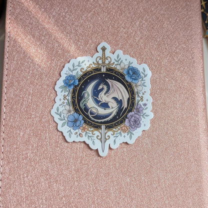 Dragon Medallion Crest Sticker, 3" Waterproof Dishwasher Safe