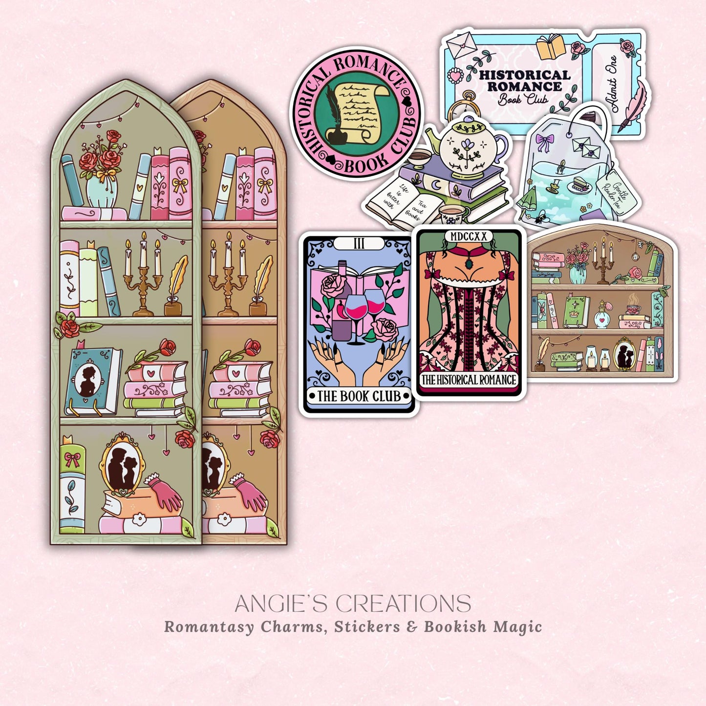 NEW: Historical Romance Book Club Gift Box | 7 Bookish Tarot Stickers, Holographic Kindle Insert & Die Cut Bookmark | Reader Gift