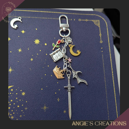 ACOTAR Keychain Bundle, Bat Wing USB C Dust Plug And Sticker Pack