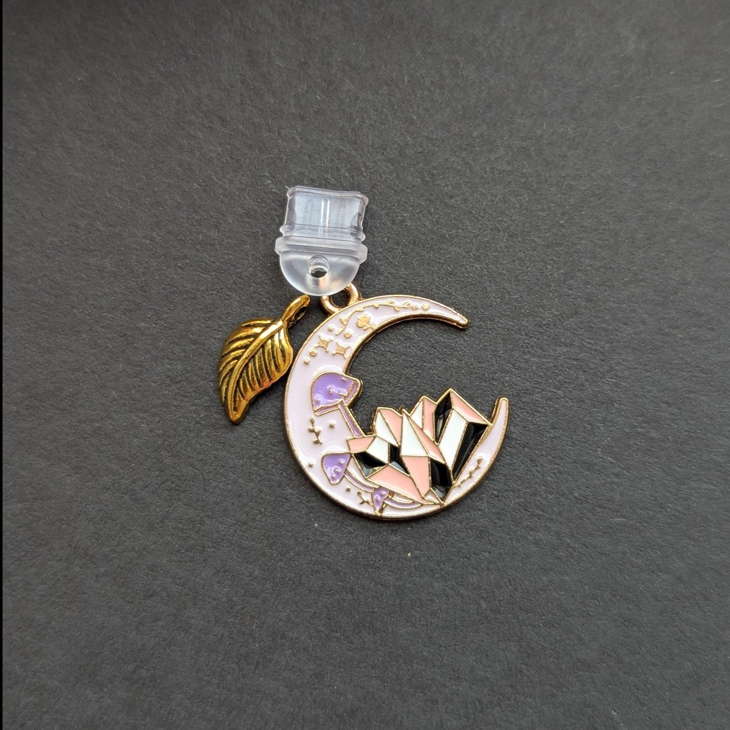 Crescent Moon Dust Plug', USB-C Zinc Alloy Gold Leaf Phone Charms