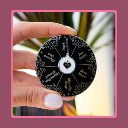 Book Trope Enamel Pin', Spinning Romance Pin Bundle, Sticker Set!