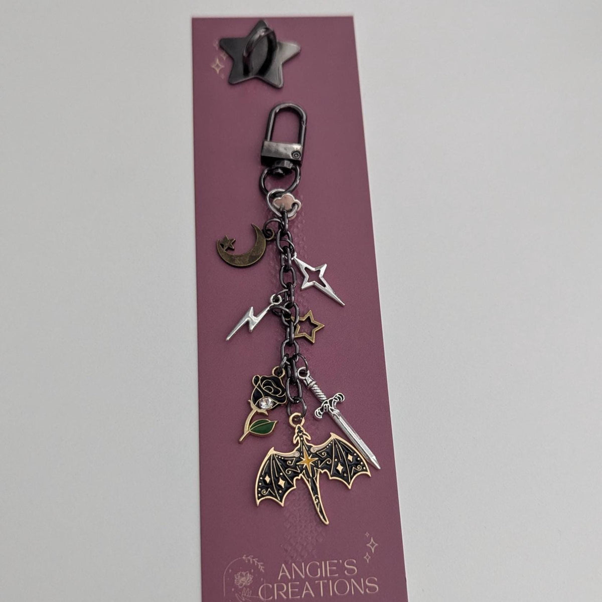 Dragon Rider Charm Keychain, Romantasy E-Reader Dust Plug Bundle