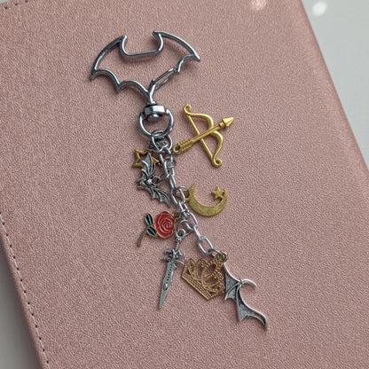 ACOTAR Keychain Bundle, Feyre Charm Keychain, USB-C Dust Plug Set