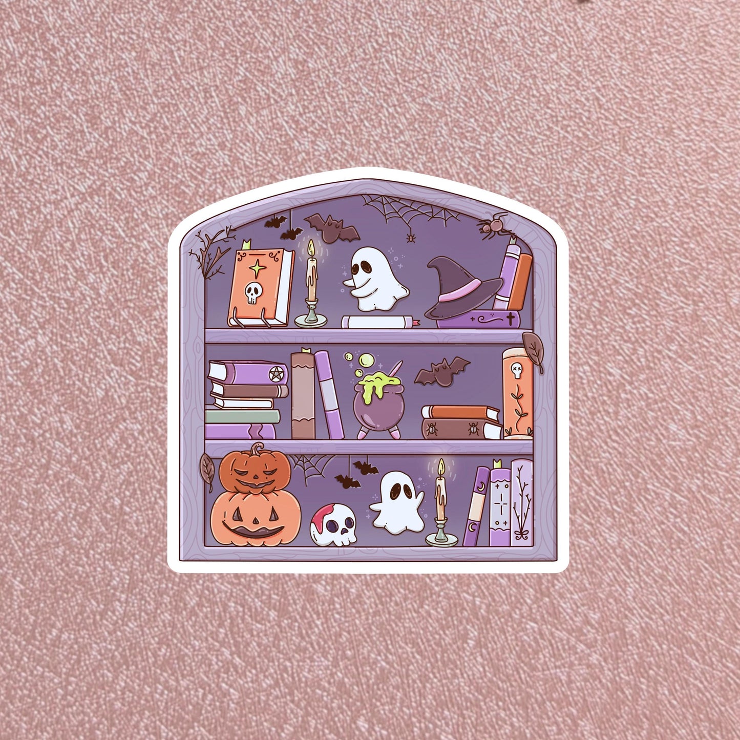 Ghost Bookshelf Sticker, 3" Waterproof Matte Decal Dishwasher Safe