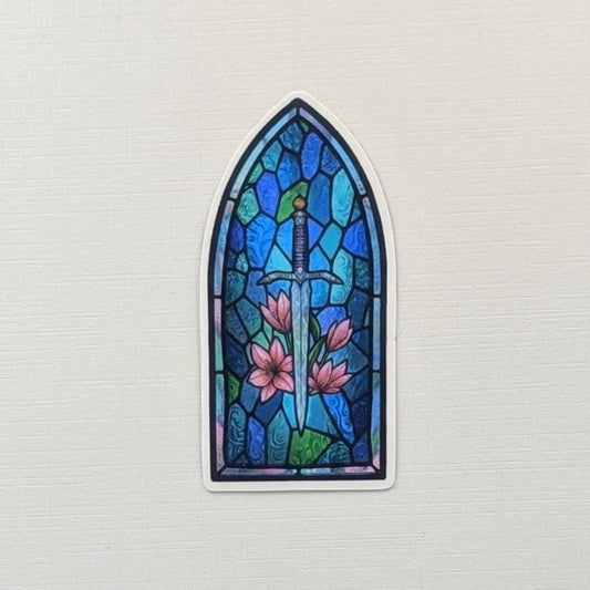 Stained Glass Floral Dagger Window Sticker | 1.8x2.5"