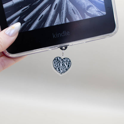 In my Bookish Era Heart Kindle Acrylic Grip & Matching Dust Plug Bundle | Phone or E-Reader Handle Reader Gift